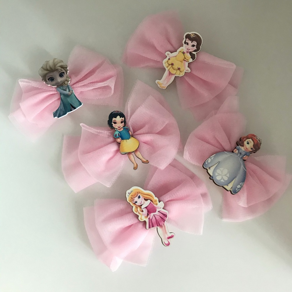 Princess Frozen Elsa Belle Cute Pink Hair Clips - Picture 2 of 7